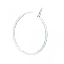 Micro Pave Large Oval Diamond Hoop Earrings Sterling Silver (0.42ct)