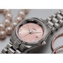 Allurez Women's Stainless Steel Bracelet Mauve Watch Roman Numerals