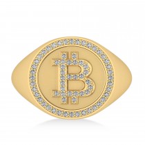 Diamond Cryptocurrency Bitcoin Men's Ring 14k Yellow Gold (0.34ct)