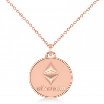 Cryptocurrency Ethereum Pendant Necklace With Bail 14k Rose Gold