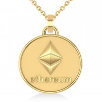 Cryptocurrency Ethereum Pendant Necklace With Bail 18k Yellow Gold