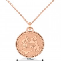 Cryptocurrency Dogecoin Pendant Necklace With Bail 14k Rose Gold