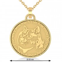 Cryptocurrency Dogecoin Pendant Necklace With Bail 18k Yellow Gold