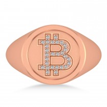 Diamond Cryptocurrency Bitcoin Men's Ring 18k Rose Gold (0.14ct)