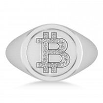 Diamond Cryptocurrency Bitcoin Men's Ring 18k White Gold (0.14ct)