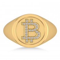 Diamond Cryptocurrency Bitcoin Men's Ring 18k Yellow Gold (0.14ct)