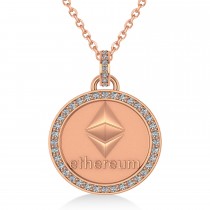 Diamond Cryptocurrency Ethereum Pendant Necklace With Bail 18k Rose Gold (0.44ct)