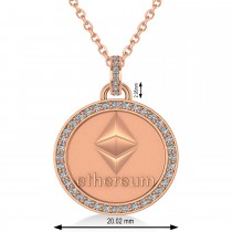 Diamond Cryptocurrency Ethereum Pendant Necklace With Bail 18k Rose Gold (0.44ct)