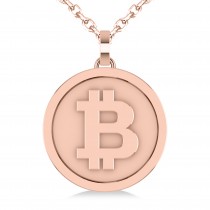 Large Cryptocurrency Bitcoin Pendant Necklace 18k Rose Gold