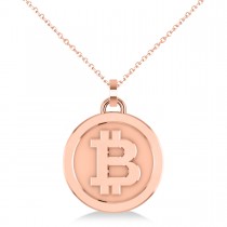 Medium Cryptocurrency Bitcoin Pendant Necklace 14k Rose Gold