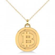 Medium Cryptocurrency Bitcoin Pendant Necklace 14k Yellow Gold