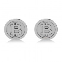 Cryptocurrency Bitcoin Cuff Link 18k White Gold