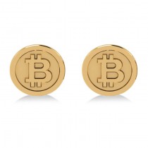 Cryptocurrency Bitcoin Cuff Link 18k Yellow Gold