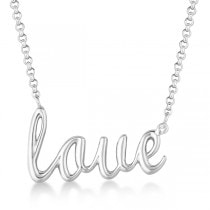Sterling Silver "Love" Diamond Pendant Necklace (0.01ct)