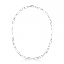 Flat Paperclip Link Chain With Lobster Clasp Sterling Silver