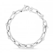 Paperclip Jax Link Bead Bracelet in Sterling Silver