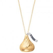 Hershey's Kisses Large Flat Back Pendant Necklace 14k Yellow Gold