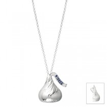 Hershey's Kiss Large Flat Back Pendant Necklace Sterling Silver