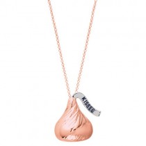 Hershey's Kisses Medium Flat Back Pendant Necklace 14k Rose Gold