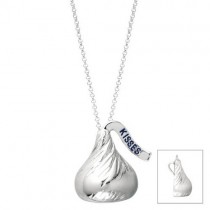 Hershey's Kiss Extra Large Flat Back Pendant Necklace 14k White Gold