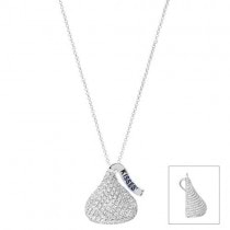 Hershey's Kiss Pendant Flat Back Necklace 14k White Gold (0.25ct)