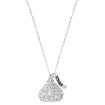 Hershey's Kiss Pendant 3D Necklace 14k White Gold (1.15ct)