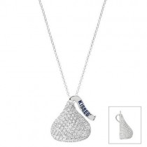 Hershey's Kiss Pendant Flat Back Necklace 14k White Gold (1.00ct)