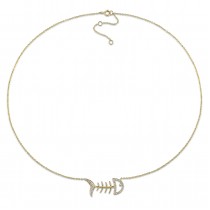 Diamond Fish Pendant Necklace 14k Yellow Gold (0.15ct)