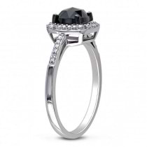 Black & White Diamond Engagement Ring 14k White Gold (1.00ct)