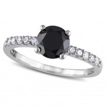 Black & White Diamond Engagement Ring 14k White Gold (1.25ct)