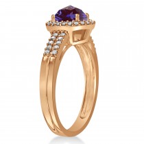 Lab Alexandrite & Diamond Oval Engagement Ring 14k Rose Gold (1.01ct)