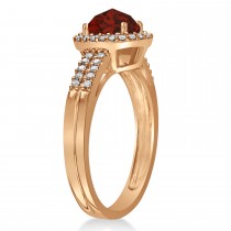 Garnet & Diamond Oval Engagement Ring 14k Rose Gold (1.01ct)