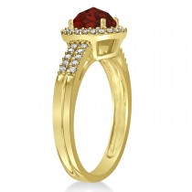 Garnet & Diamond Oval Engagement Ring 14k Yellow Gold (1.01ct)
