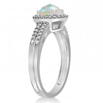 Opal & Diamond Oval Engagement Ring 14k White Gold (1.01ct)