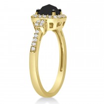 Black & White Diamond Halo Engagement Ring 14k Yellow Gold (1.01ct)