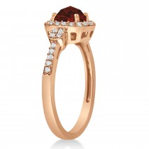 Garnet & Diamond Diamond Halo Engagement Ring 14k Rose Gold (1.01ct)