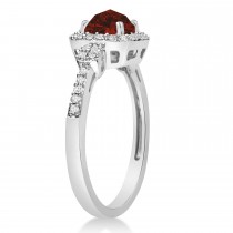Garnet & Diamond Diamond Halo Engagement Ring 14k White Gold (1.01ct)