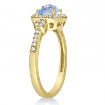 Moonstone & Diamond Diamond Halo Engagement Ring 14k Yellow Gold (1.01ct)