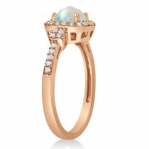 Opal & Diamond Diamond Halo Engagement Ring 14k Rose Gold (1.01ct)