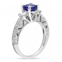 Diamond Diffused Blue Sapphire Engagement Ring 14k White Gold (1.60ct)