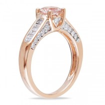 Morganite & Baguette Diamond Engagement Ring 14k Rose Gold (1.30ct)