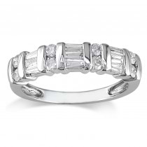 Diamond Baguette Bar Set Fashion Ring 14K White Gold (0.50ct)