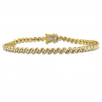 Diamond Accented Tennis Bracelet Yellow Gold on Sterling Silver (0.50ct)