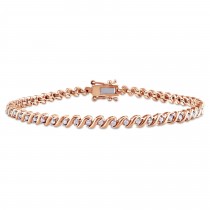 Diamond Accented Tennis Bracelet Rose Gold on Sterling Silver (0.50ct)