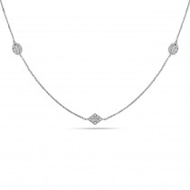 Diamond Accented Station Necklace 14k White Gold (0.33ct)