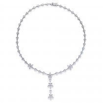 Diamond Flower Lariat Necklace 14k White Gold (2.50ct)