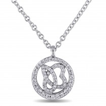 Diamond Circle Heart Pendant Necklace 14k White Gold (0.25ct)