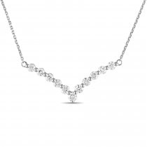 Diamond V-Shaped Chevron Pendant Necklace 14k White Gold (1.00ct)
