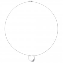 Diamond Flower Cricle Pendant Necklace 14k White Gold (0.16ct)