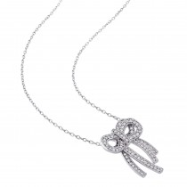 Diamond Double Bow Fashion Pendant Necklace 14k White Gold (0.44ct)